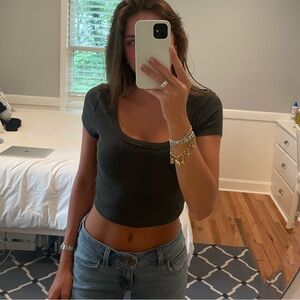 H&M Dark Gray Ribbed Top